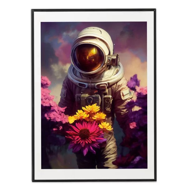 Poster flowers astronaut