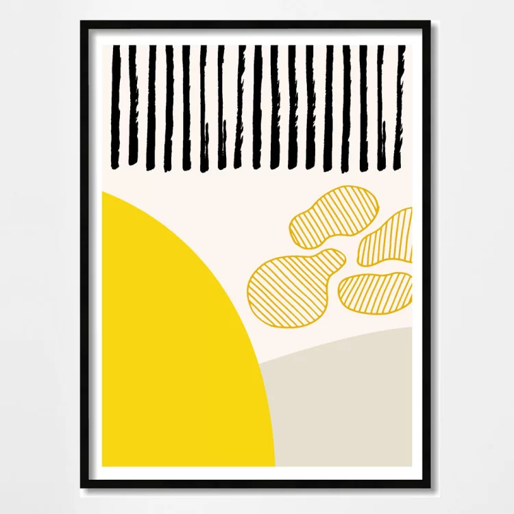 Poster yellow and lines - décoration murale