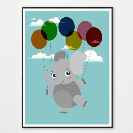 Poster Eléphant volant - décoration murale