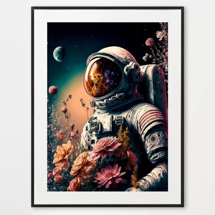 Poster flowers Cosmonaut - décoration murale