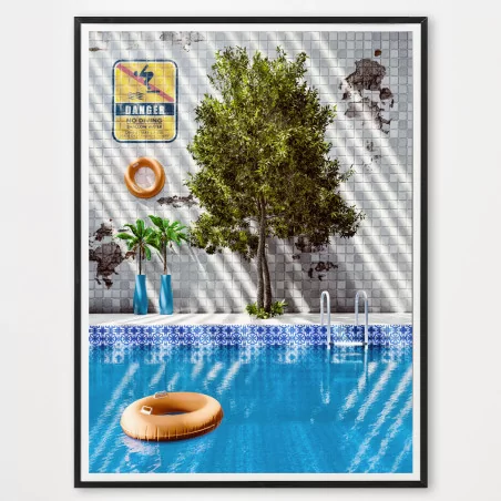 Poster sur papier photo La piscine délabrée - décoration murale