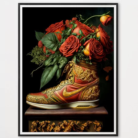 Poster photo sneakers et roses - décoration murale