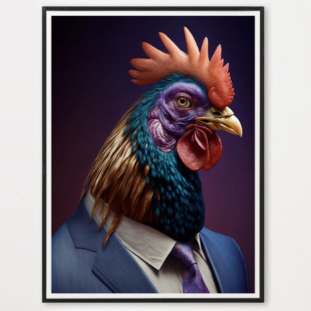 Coq en costume - décoration murale