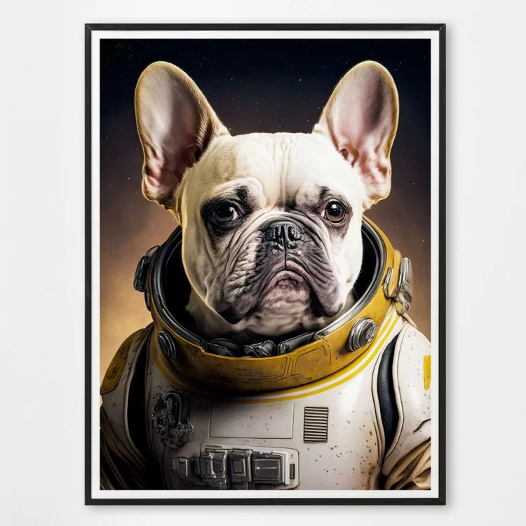 Poster Bulldog Français astronaute - décoration murale