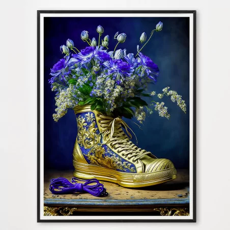 Poster Sneakers bleus et or - décoration murale
