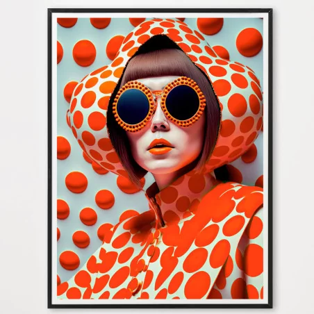 Poster Orange dots girl - décoration murale
