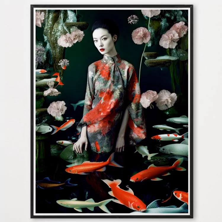 Poster geisha Koi