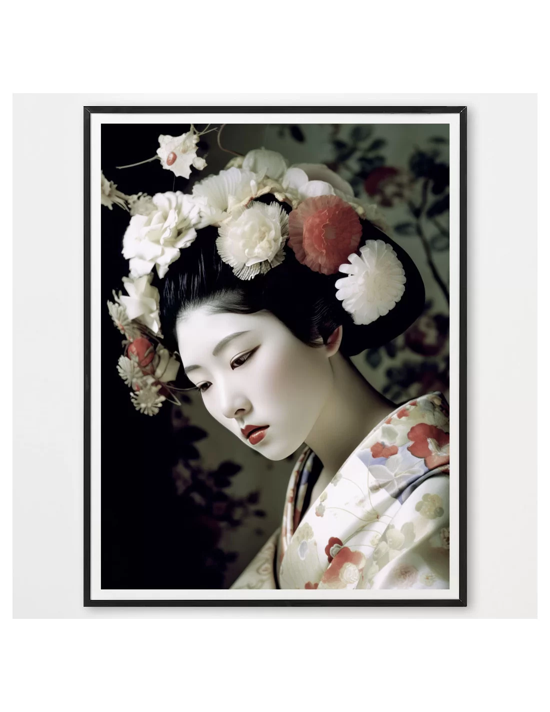 Affiche De L'onde 2. Feuilles De Geisha. Designs Japonais Avec Des  Définitions De La Culture Japonaise. Châssis Blanc A3