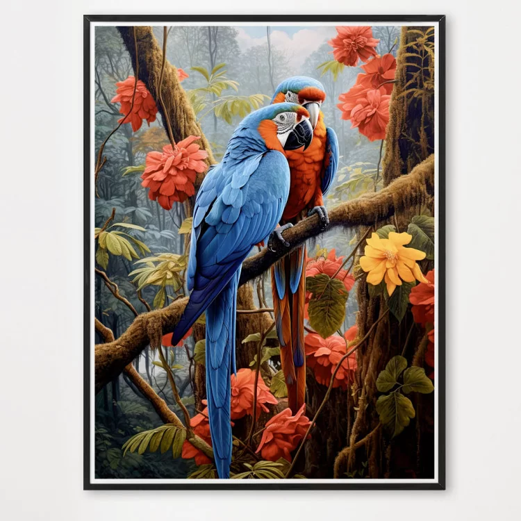 Poster perroquets bleus - décoration murale