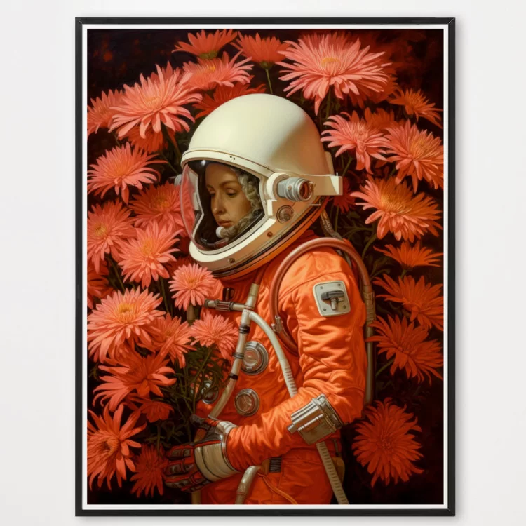 Poster astronaute fleurs