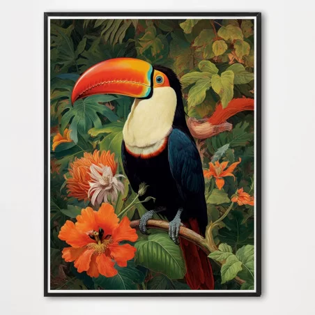 Poster toucan dans la jungle - décoration murale