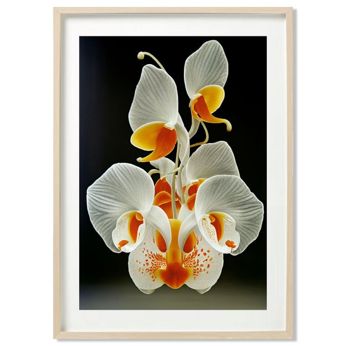 Poster orchidée blanche et orange - décoration murale