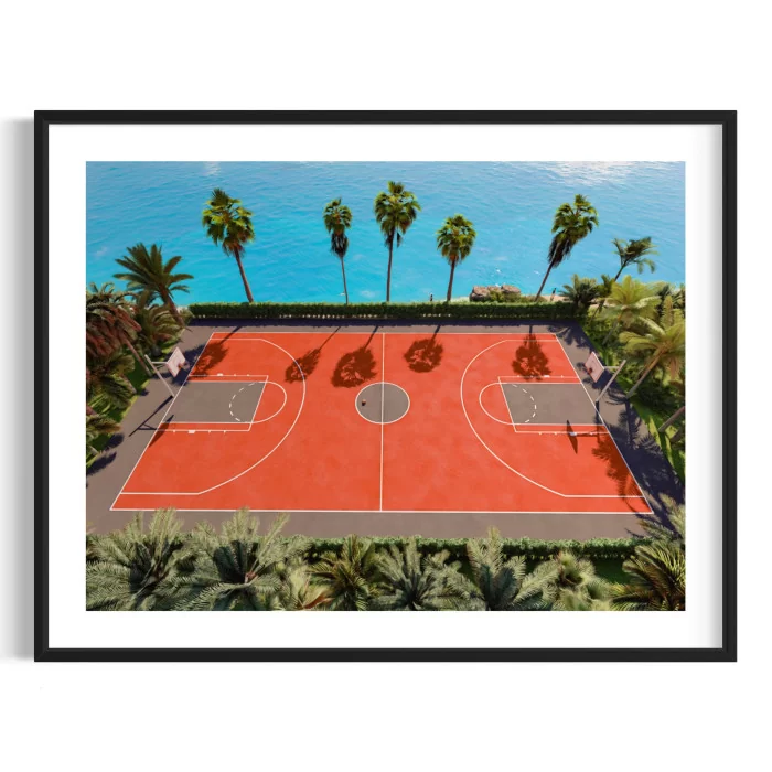 Poster terrain de Basketball vu du ciel - décoration murale
