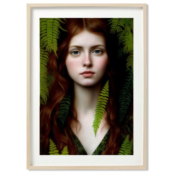Poster redhead and ferns - décoration murale